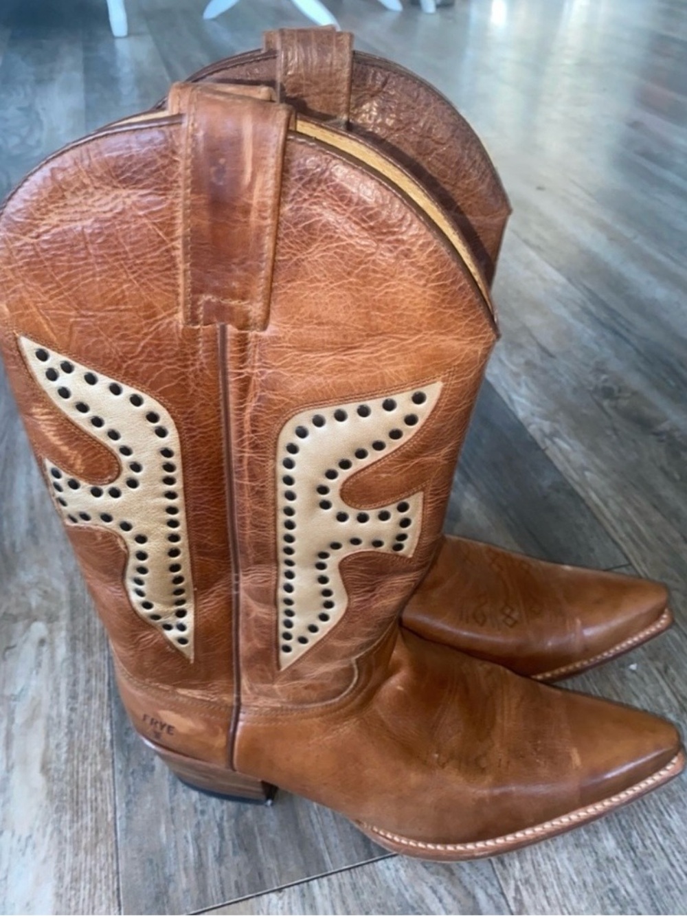 Frye Daisy Duke 77780 Brown Studded Leather Western Cowboy Boots Size 11